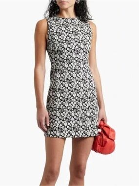 Alice + Olivia Colin Floral Sheath Dress Size 8 Black Gold Metallic